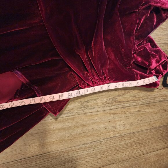 Bardot Sorella Velour Asymmetric Midi Dress NWOT Red Med tear at zipper - Picture 4 of 12